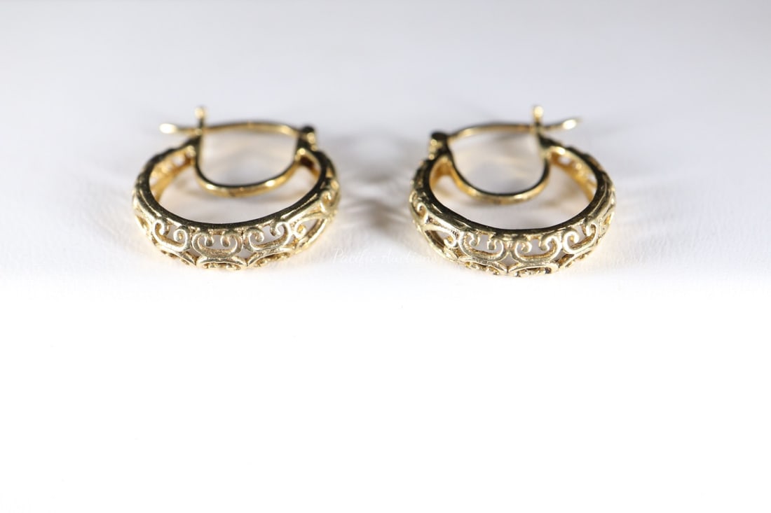 SMALL DOUBLE HOOP GOLD EARRINGS,