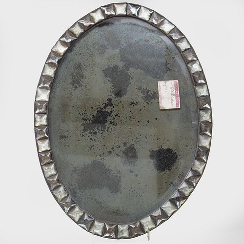SMALL EARLY REGENCY OVAL MIRROR,