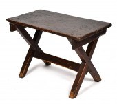 SMALL EARLY SAWBUCK TABLE. Sin