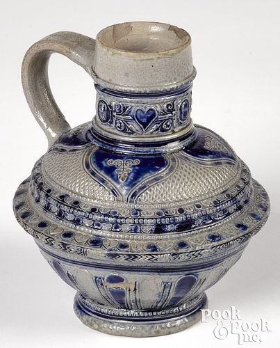SMALL GERMAN OVOID STONEWARE JUG,