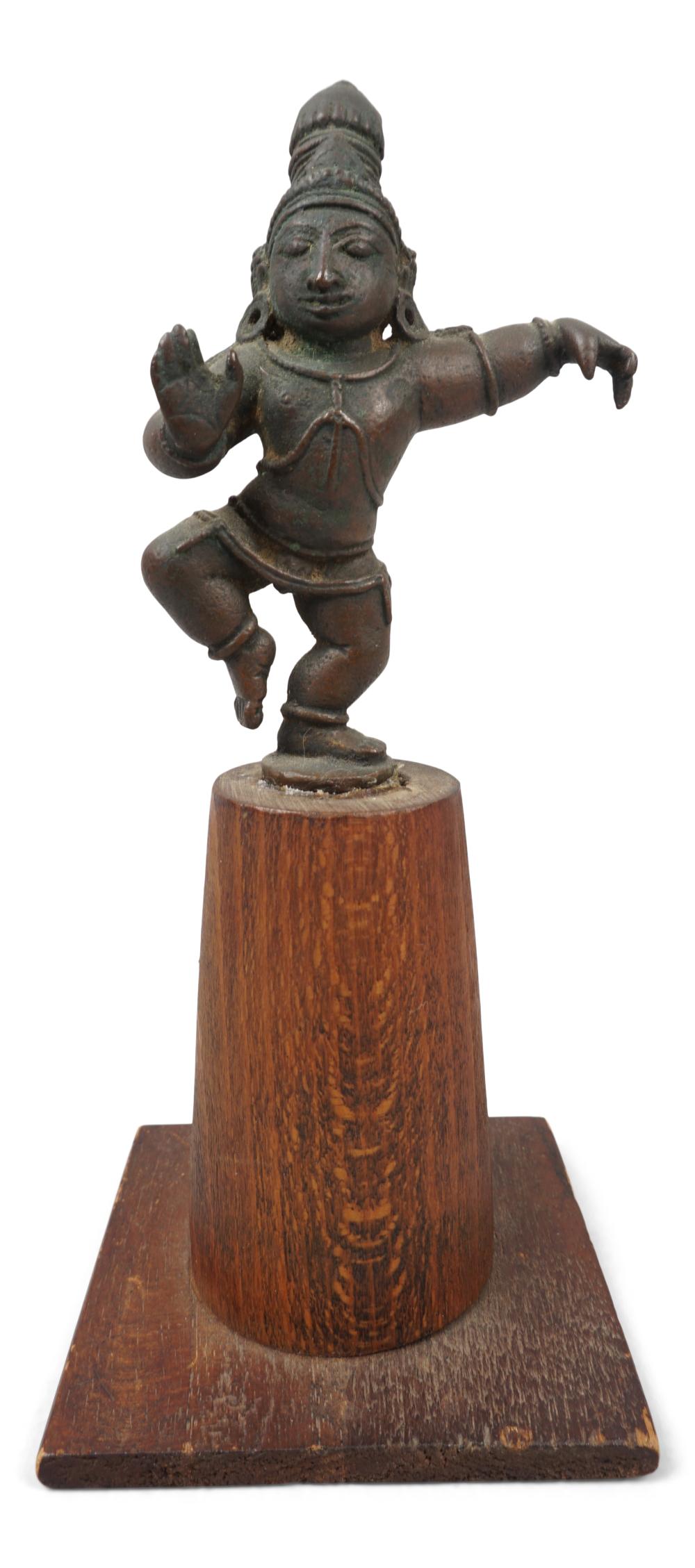 SMALL INDIAN BRONZE DANCING KRISHNA