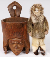 SMALL INUIT DOLL WITH BONE FAC