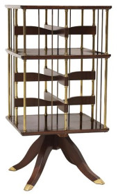 SMALL MAHOGANY ROTATING BOOKCA