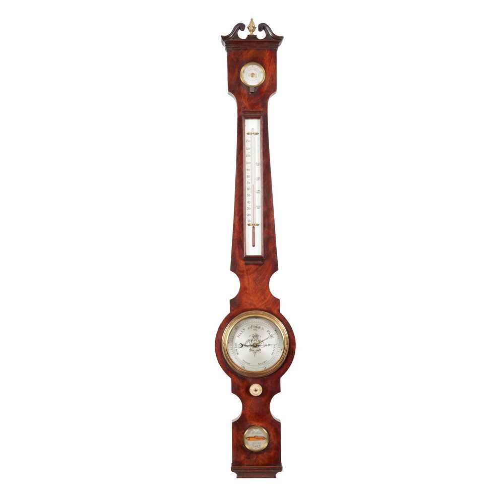 SMALL MAHOGANY WHEEL BAROMETER,