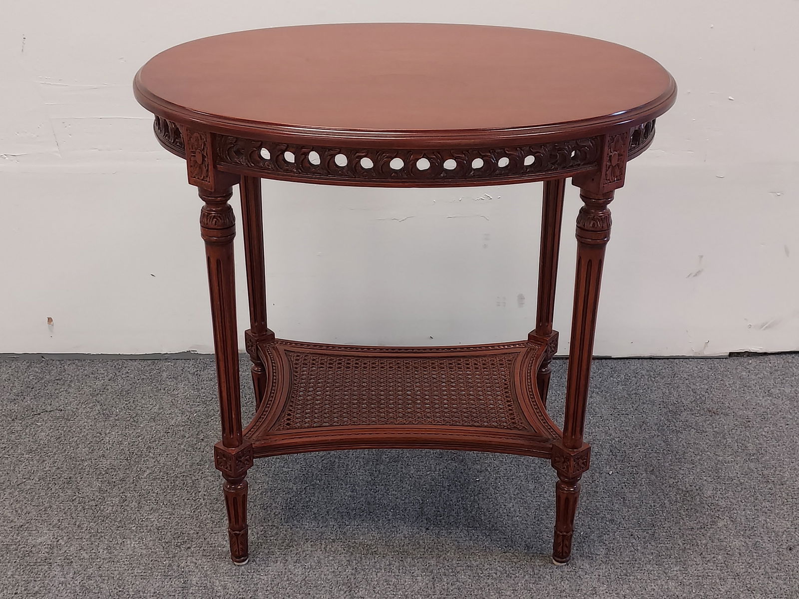 SMALL NEOCLASSICAL STYLE CANED WOOD