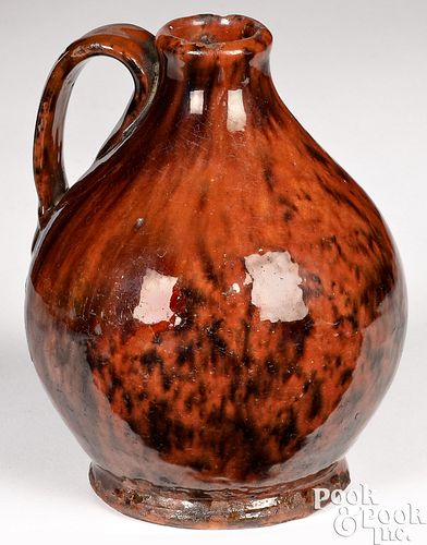 SMALL NEW ENGLAND REDWARE JUG, 19TH