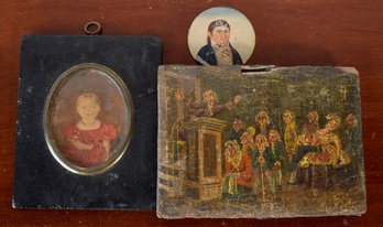 Small oil on board of courtroom