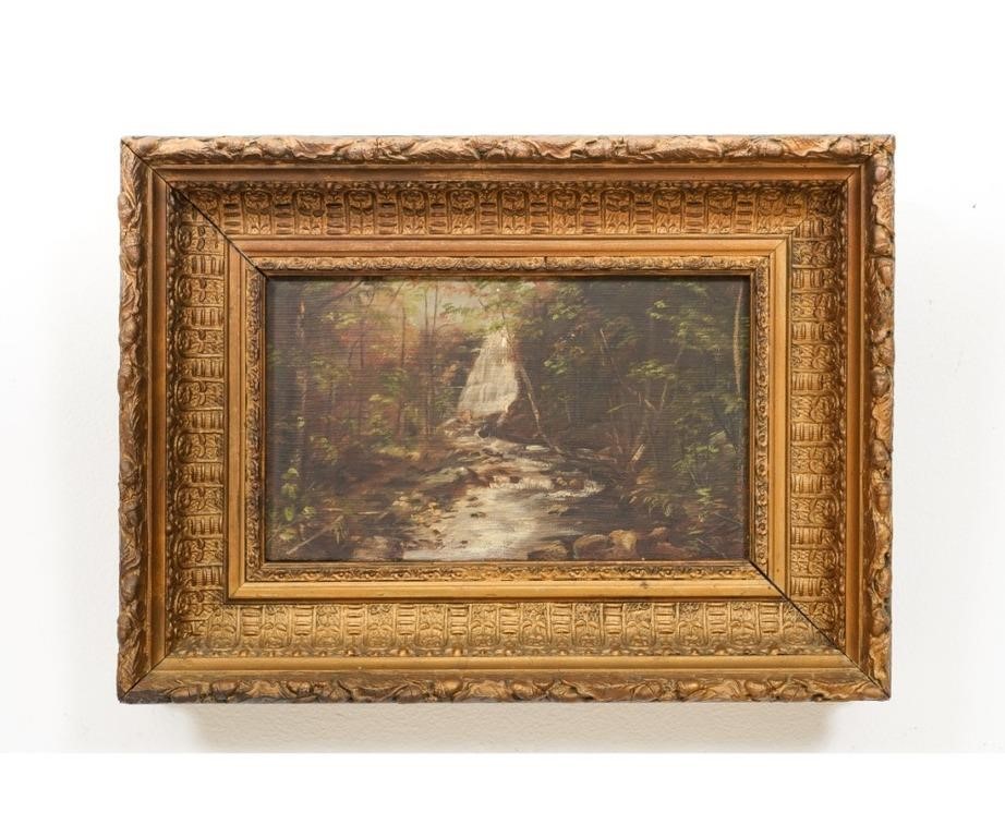 Small oil on canvas of a stream