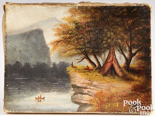 SMALL OIL ON CANVAS RIVER