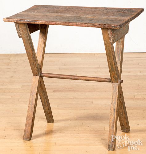 SMALL PAINTED SAWBUCK TABLE, 19TH