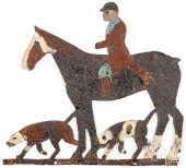 SMALL PAINTED SHEET IRON HUNT