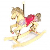SMALL PAINTED WOODEN CAROUSEL