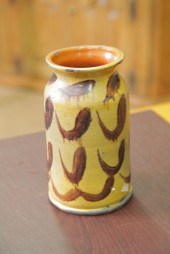 SMALL REDWARE CROCK BY GREG SH