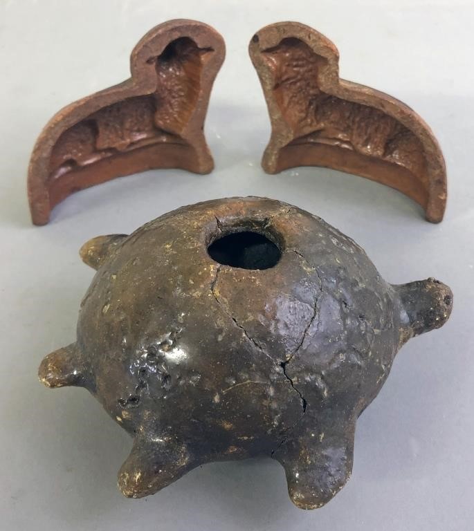 Small redware sheep mold, 19th