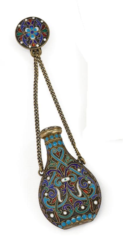 Small Russian enamel scent bottle