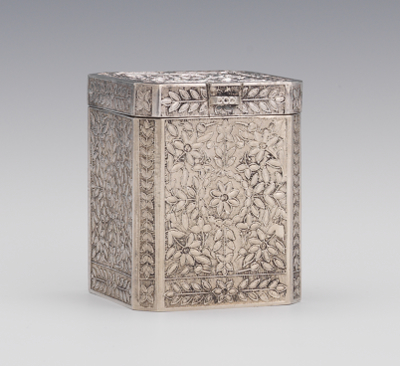 Small Silver Box with Floral Relief