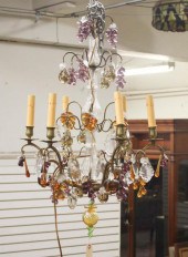 SMALL SIX-LIGHT BRASS, CRYSTAL