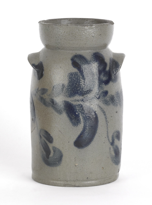 Small stoneware butter churn mid