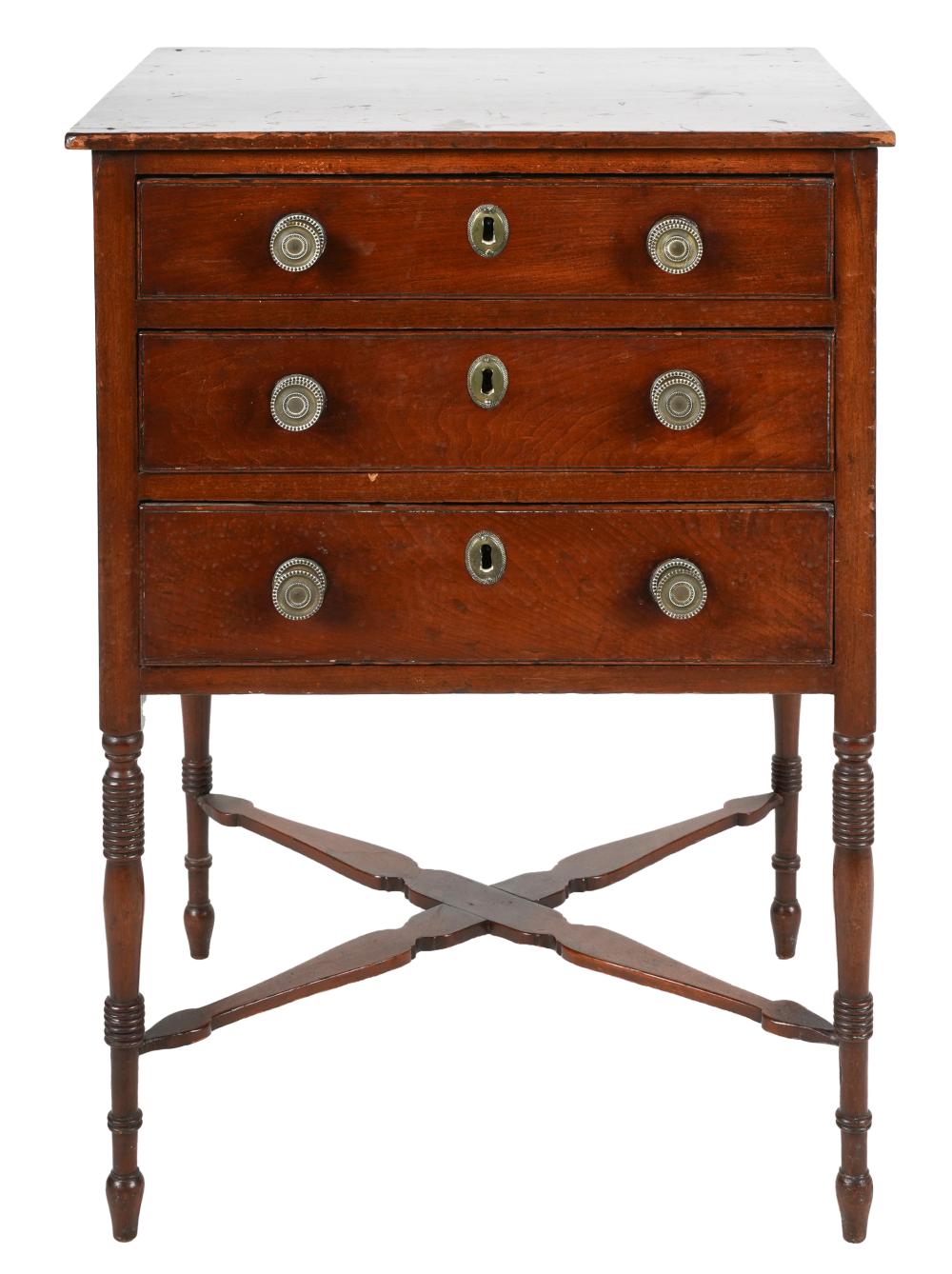 SMALL THREE-DRAWER MAHOGANY