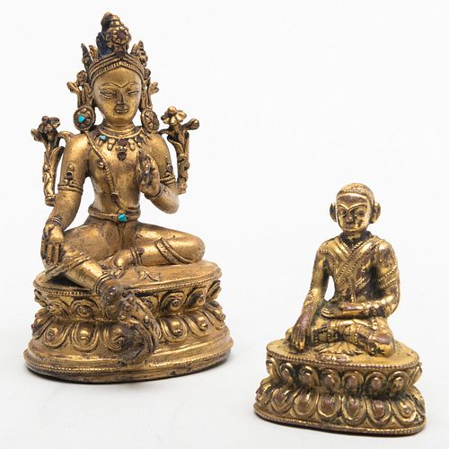 SMALL TIBETAN GILT-BRONZE FIGURE OF