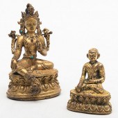 SMALL TIBETAN GILT-BRONZE FIGU