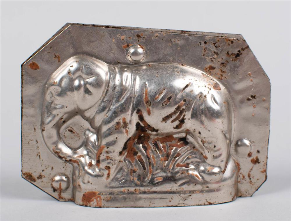 SMALL TIN ELEPHANT MOLD, PROBABLY