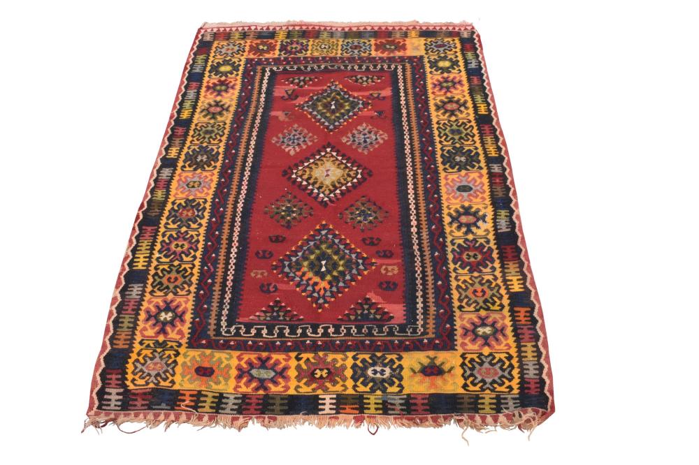 SMALL TRIBAL KILIM RUG, 4' X 7'