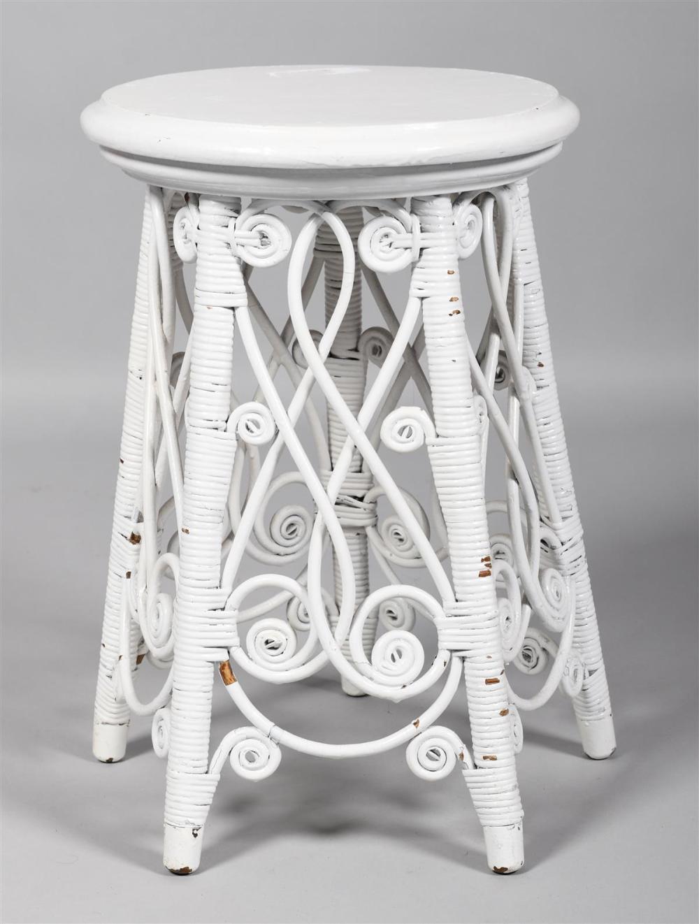 SMALL WHITE WICKER STOOLSMALL WHITE