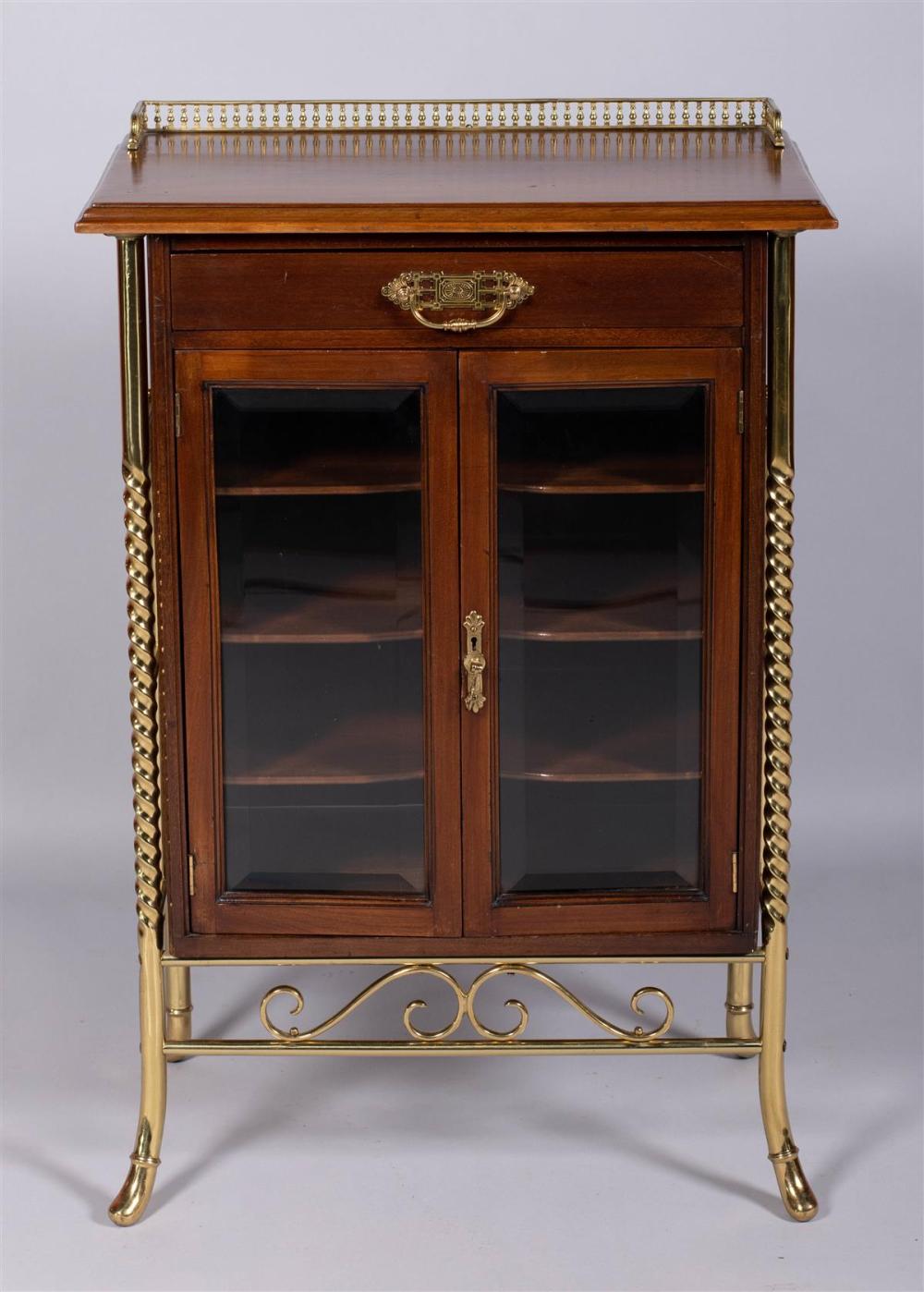 SMALL WOODEN CABINET WITH BRASS