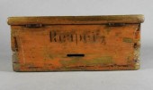 SMALL WOODEN LIDDED BOX, 19TH
