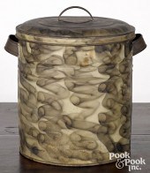 SMOKE DECORATED TIN CANISTER,