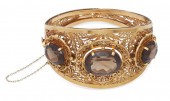 SMOKEY QUARTZ AND 18KT FILIGRE