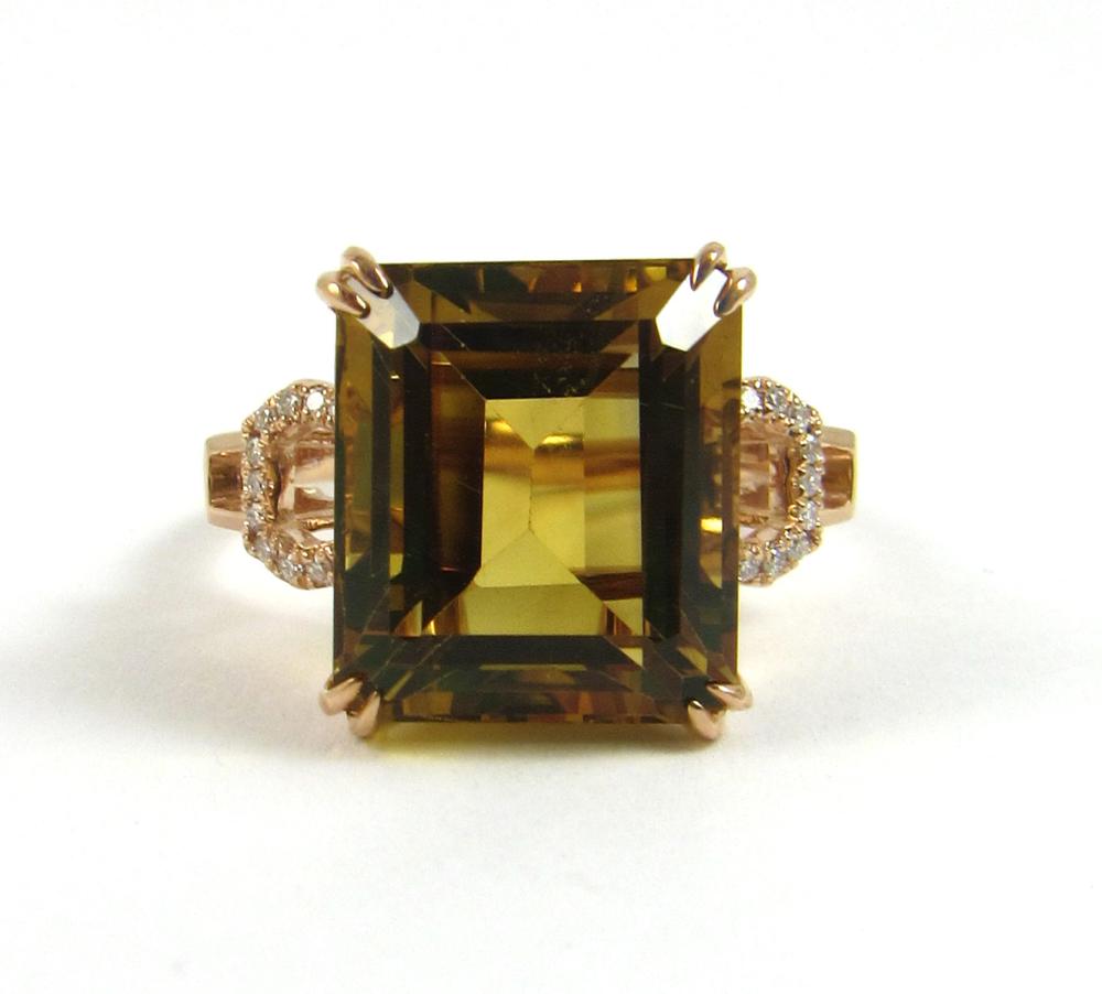 SMOKY CITRINE, DIAMOND AND FOURTEEN