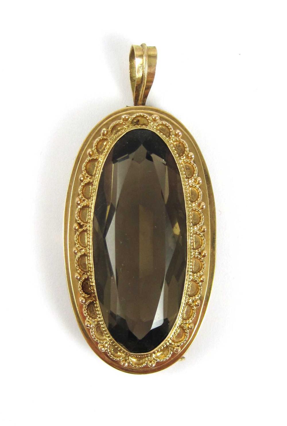 SMOKY QUARTZ AND FOURTEEN KARAT