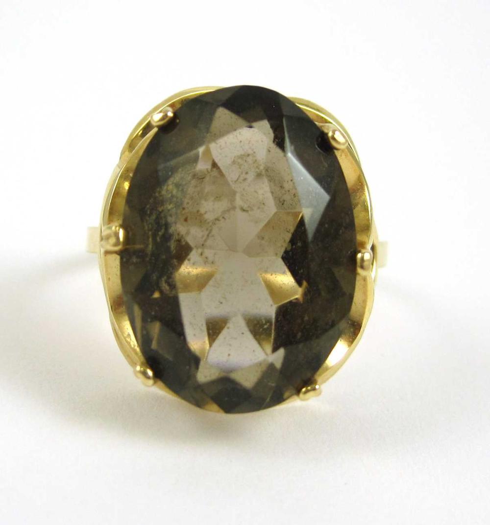 SMOKY QUARTZ AND FOURTEEN KARAT