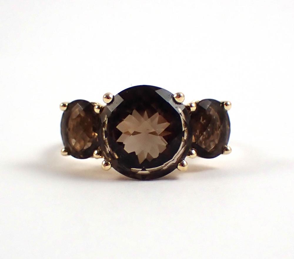 SMOKY QUARTZ AND FOURTEEN KARAT