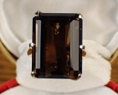 SMOKY QUARTZ AND GOLD SOLITAIR