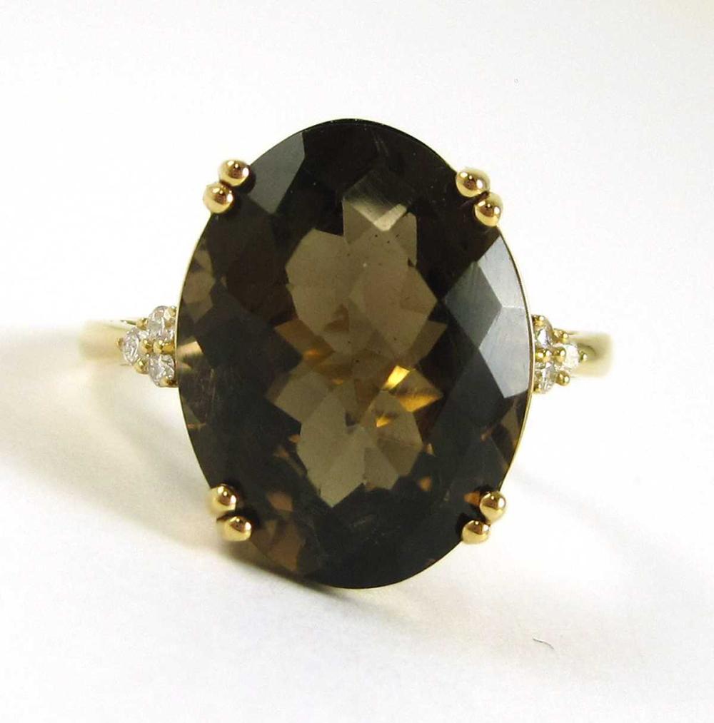 SMOKY QUARTZ, DIAMOND AND