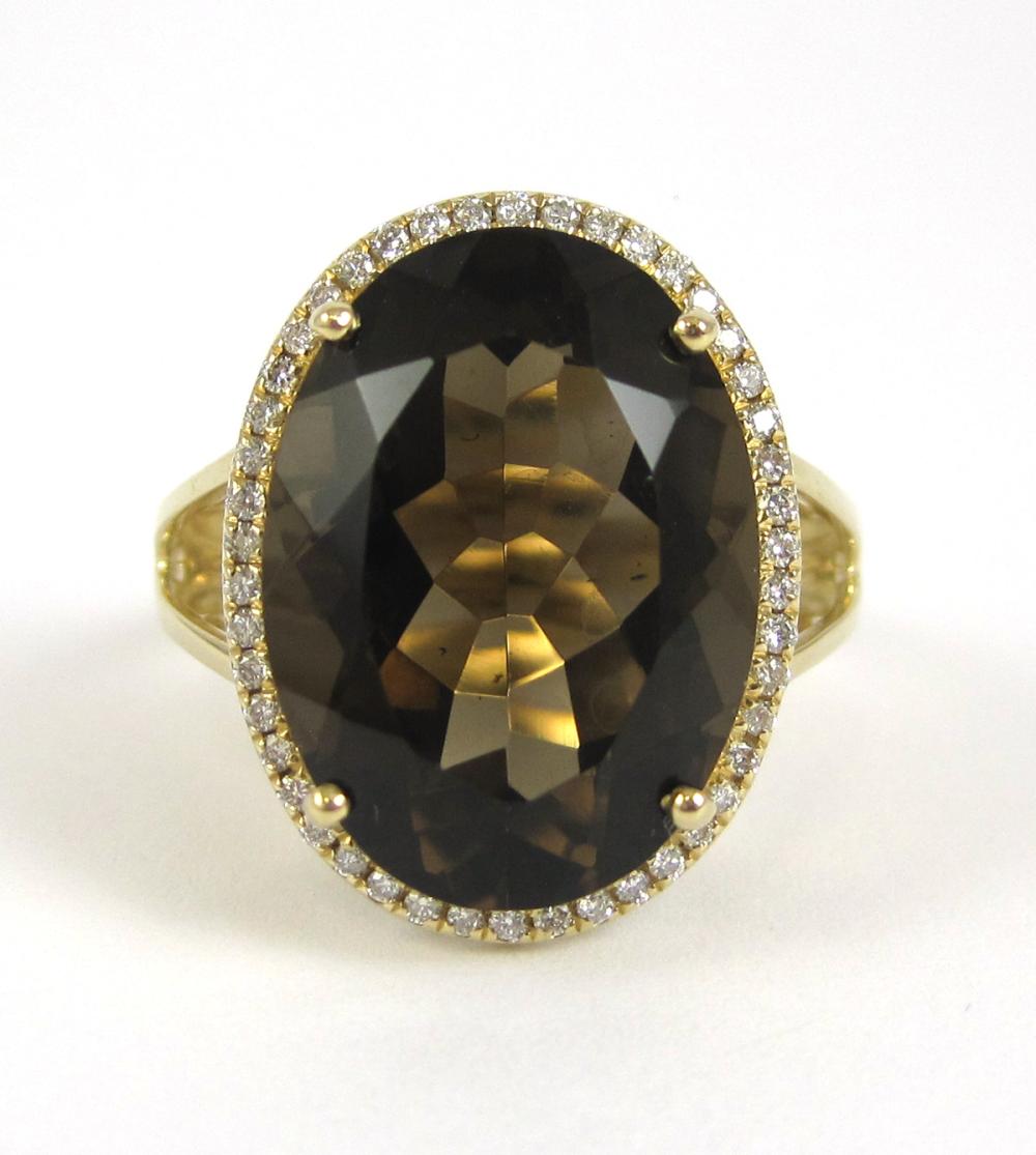 SMOKY QUARTZ, DIAMOND AND