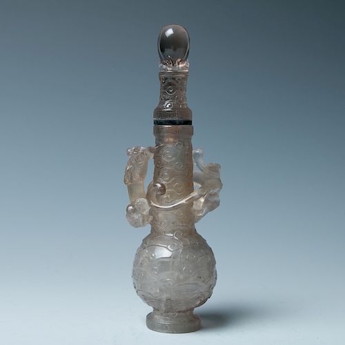 SMOKY QUARTZ 'DRAGON' VASE BOTTLEOf
