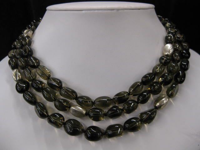 Smoky Quartz Necklace triple strand