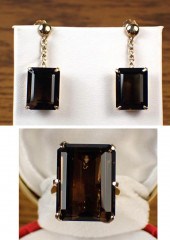 SMOKY QUARTZ RING AND EARRING