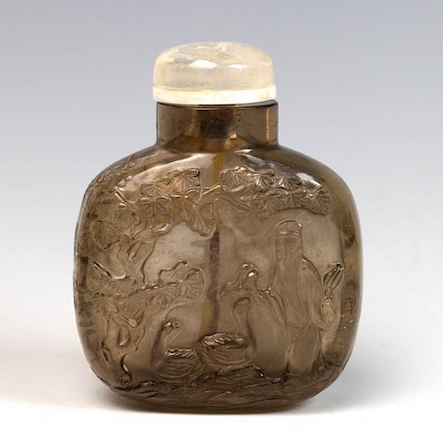 SMOKY QUARTZ SNUFF BOTTLEThe