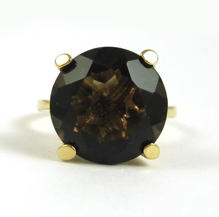 SMOKY TOPAZ AND FOURTEEN KARAT GOLD