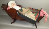SOFTWOOD DOLL CRADLE WITH GERL