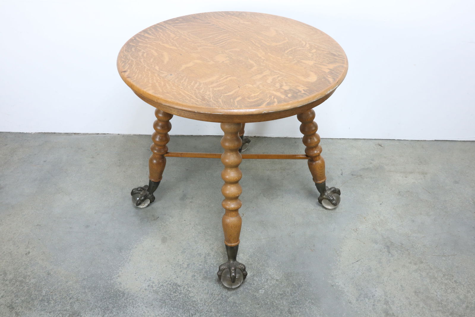 SOLID OAK PARLOR TABLE, CLAW AND