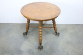 SOLID OAK PARLOR TABLE, CLAW A