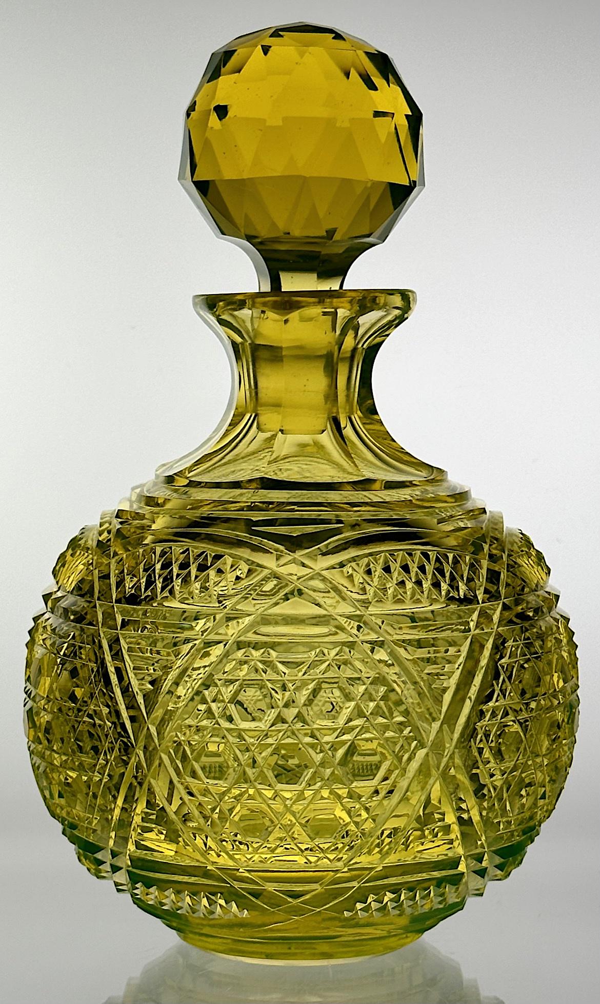 SOLID URANIUM VASELINE CUT GLASS
