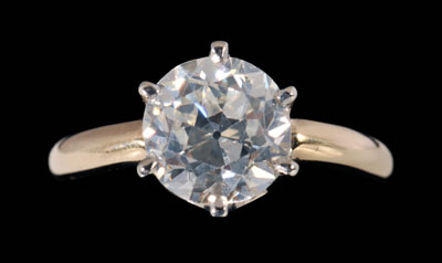 Solitaire diamond ring, round Old
