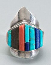 Sonwai inlaid silver ring, tur